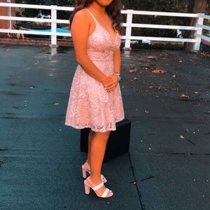 Pink sparkly HOCO dress (first 2 pics do have a Snapchat filter on)